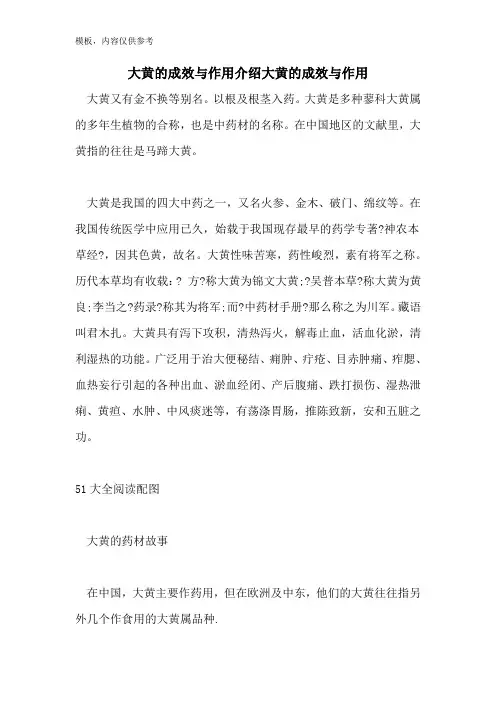 大黄的功效与作用介绍大黄的功效与作用