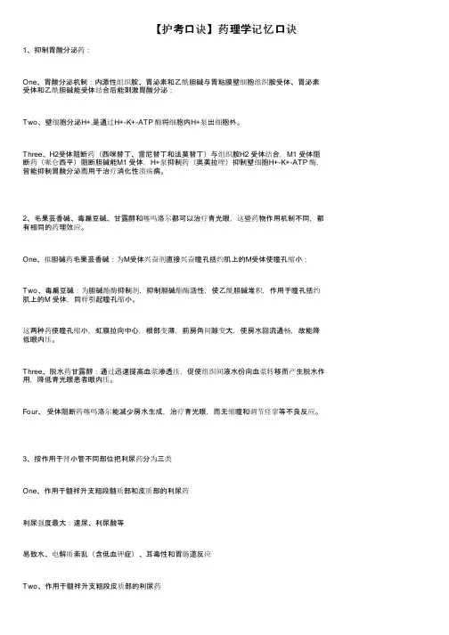 【护考口诀】药理学记忆口诀