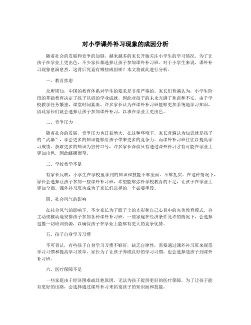 对小学课外补习现象的成因分析