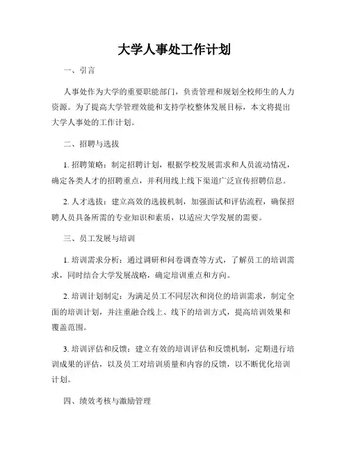 大学人事处工作计划