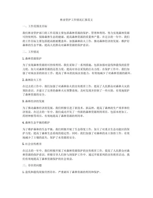 林业管护工作情况汇报范文