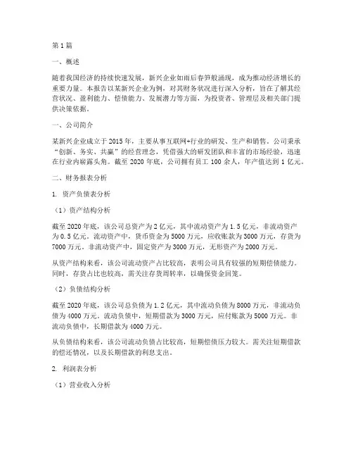 新兴企业财务分析报告(3篇)