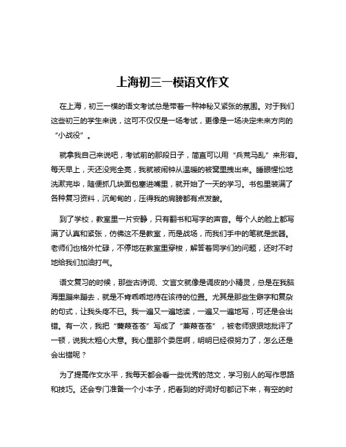 上海初三一模语文作文