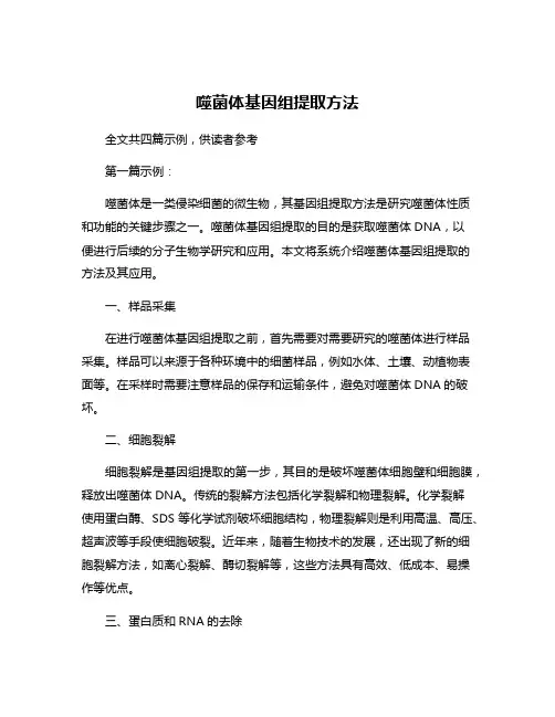 噬菌体基因组提取方法