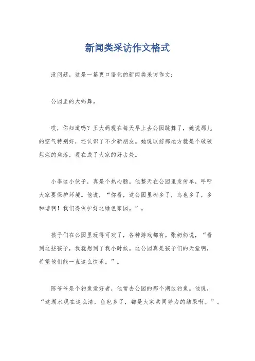 新闻类采访作文格式