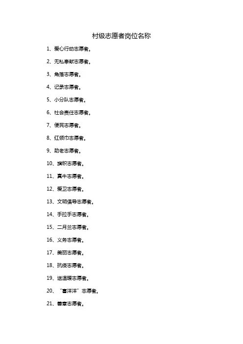 村级志愿者岗位名称