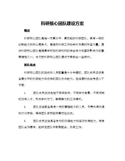 科研核心团队建设方案