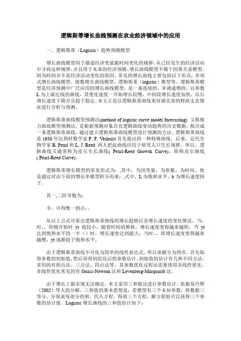 逻辑斯蒂增长曲线预测在农业经济领域中的应用