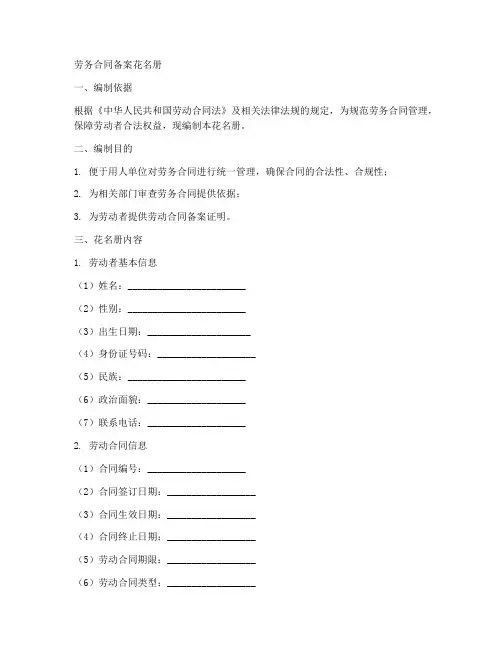 劳务合同备案花名册