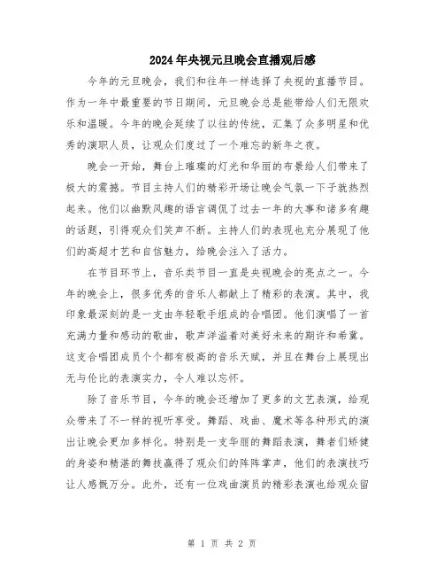 2024年央视元旦晚会直播观后感