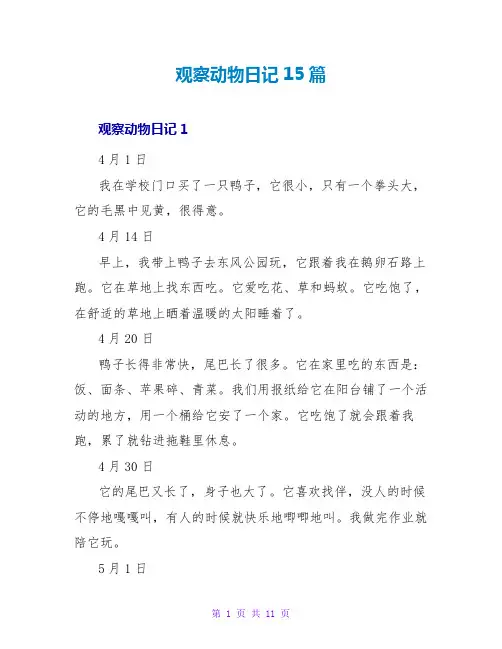观察动物日记15篇