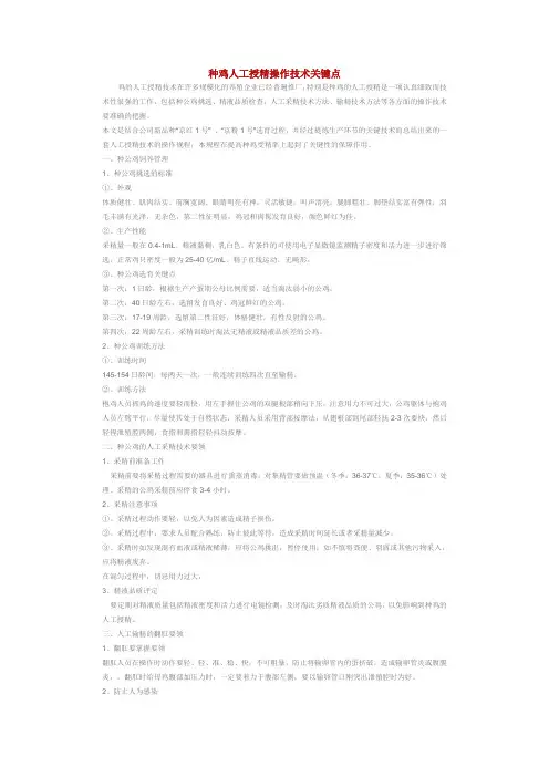 种鸡人工授精操作技术关键点