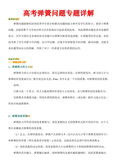 高考弹簧问题专题详解