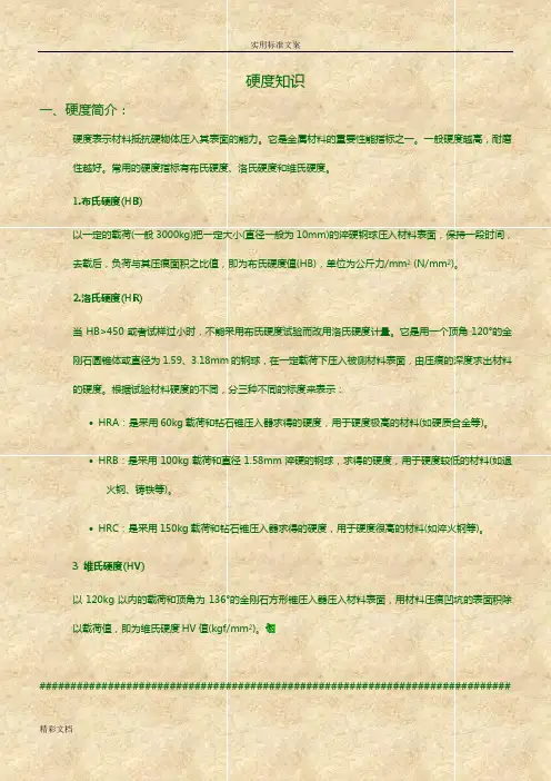 金属材料硬度对照表