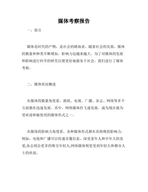媒体考察报告