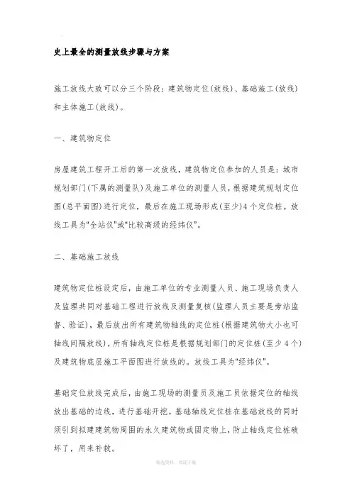 史上最全的测量放线步骤与方案