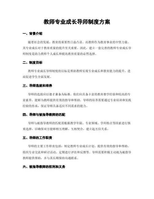 教师专业成长导师制度方案