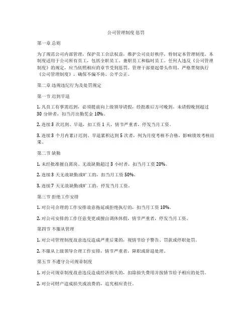 公司管理制度 惩罚