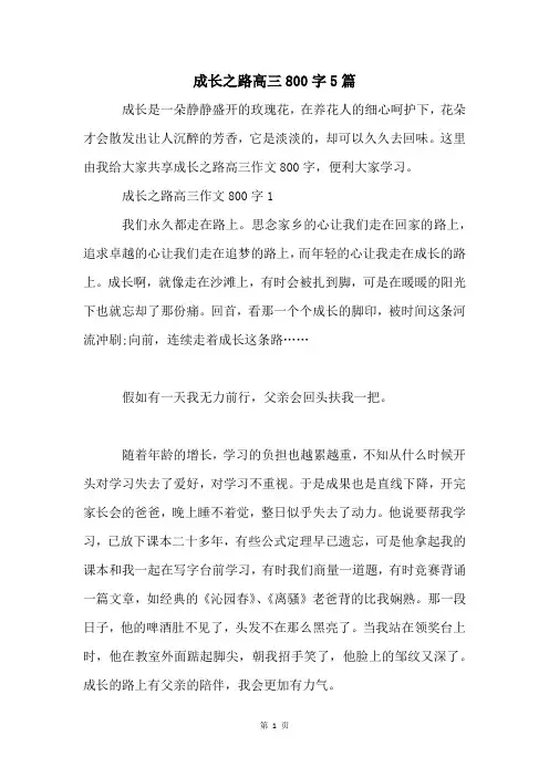 成长之路高三800字5篇
