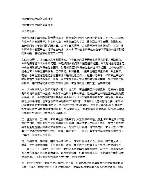 行政事业单位财务自查报告