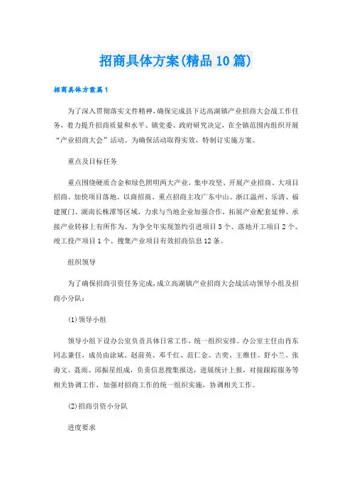 招商具体方案(精品10篇)
