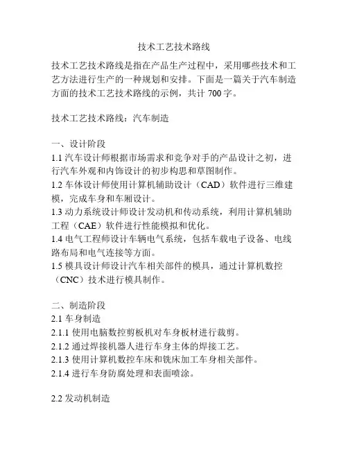 技术工艺技术路线