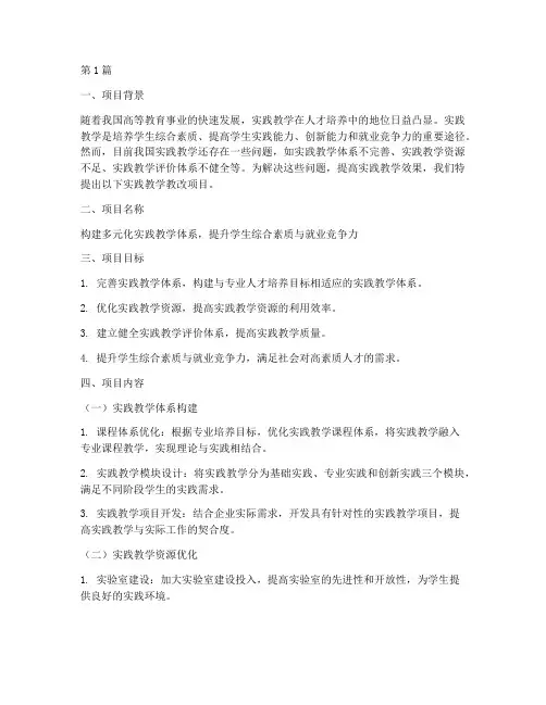 实践教学教改项目申请书(3篇)