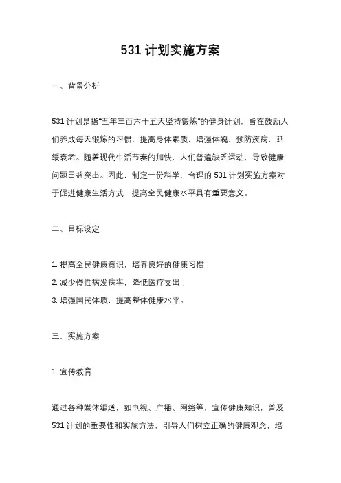 531计划实施方案