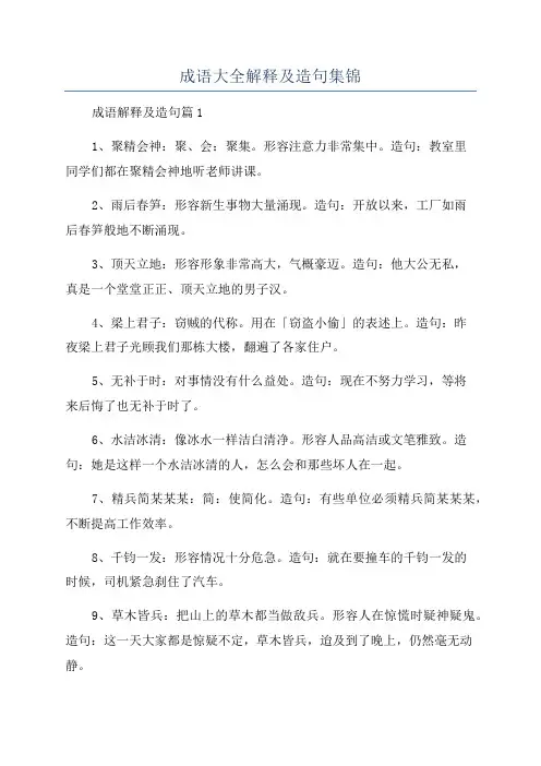 成语大全解释及造句集锦