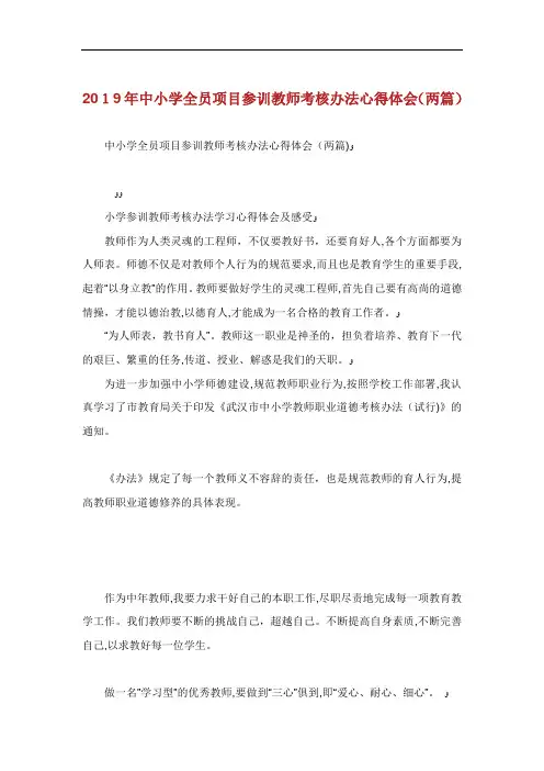 中小学全员项目参训教师考核办法心得体会两篇.doc