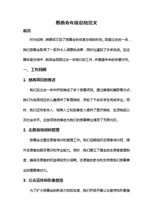 慈善会年度总结范文