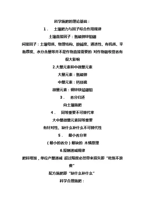 科学施肥的理论基础