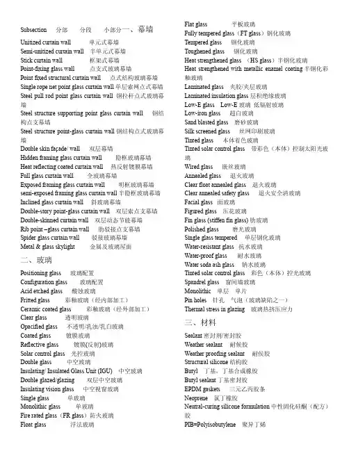 幕墙英文词汇表