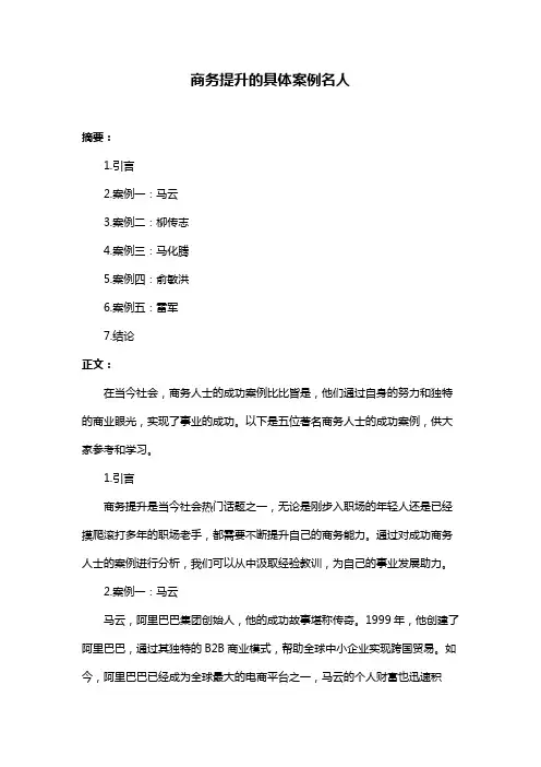 商务提升的具体案例名人