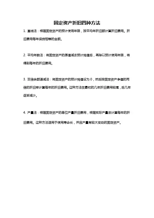 固定资产折旧四种方法