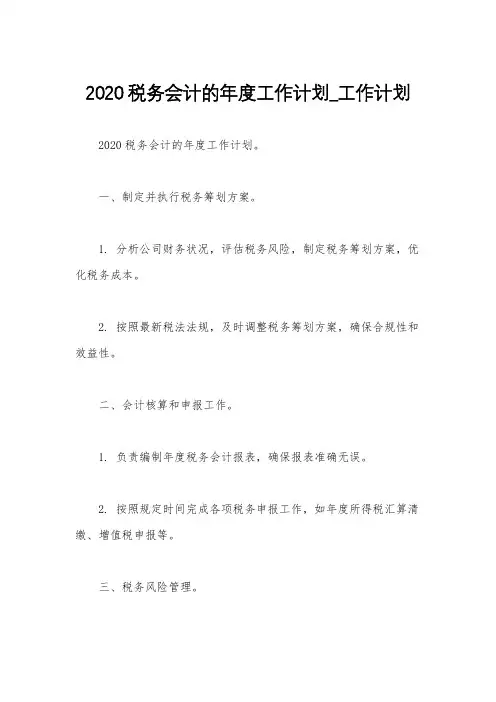 2020税务会计的年度工作计划_工作计划