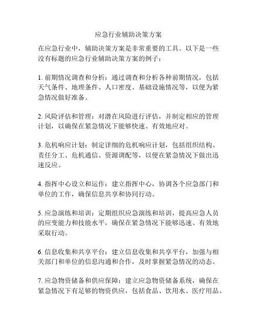 应急行业辅助决策方案