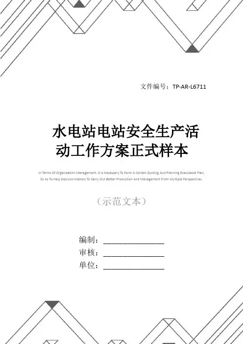 水电站电站安全生产活动工作方案正式样本