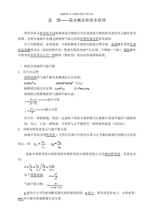 化工原理复习小结