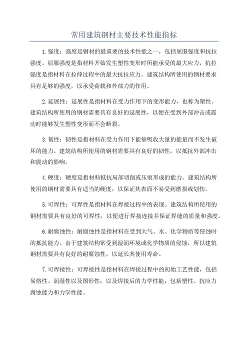 常用建筑钢材主要技术性能指标