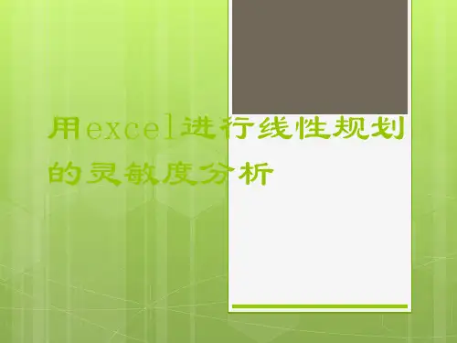 用excel进行线性规划的灵敏度分析