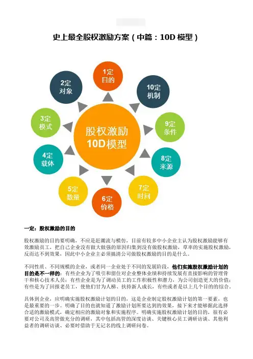 史上最全股权激励方案(中篇：10D模型)