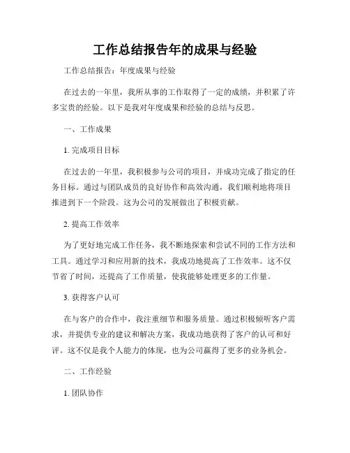 工作总结报告年的成果与经验