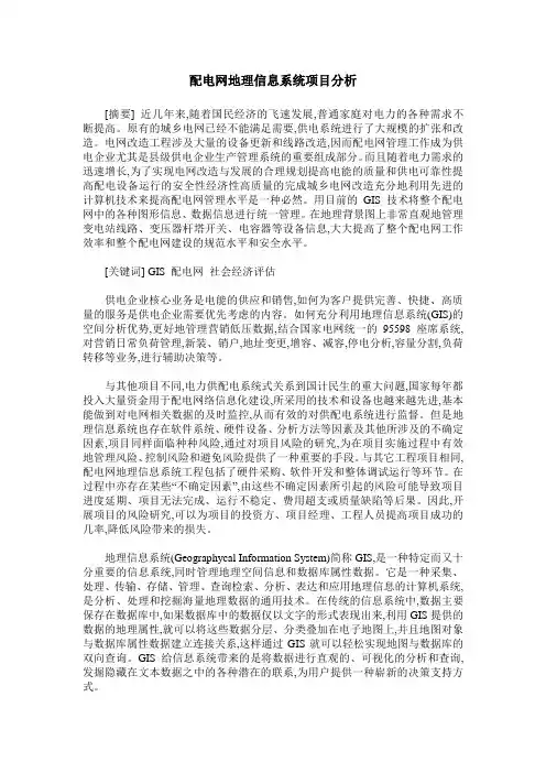 配电网地理信息系统项目分析