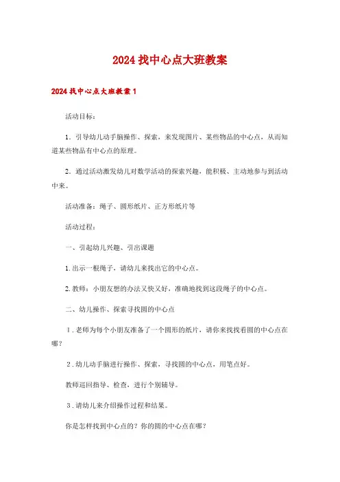 2024找中心点大班教案