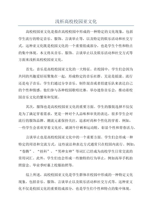 浅析高校校园亚文化
