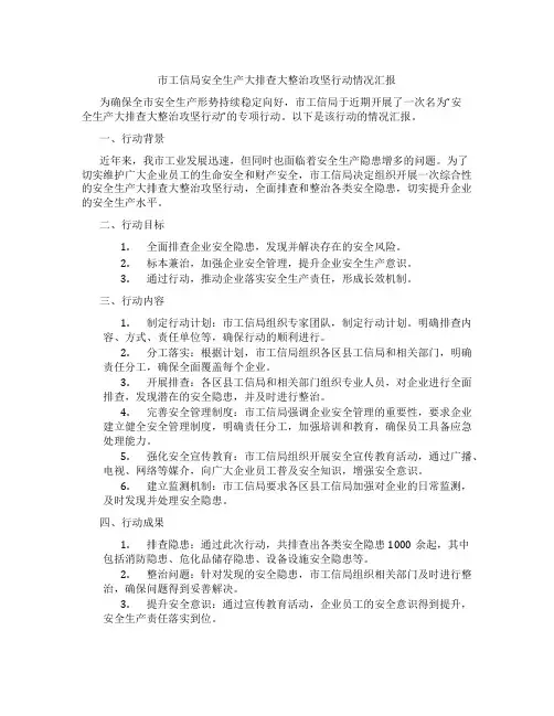 市工信局安全生产大排查大整治攻坚行动情况汇报