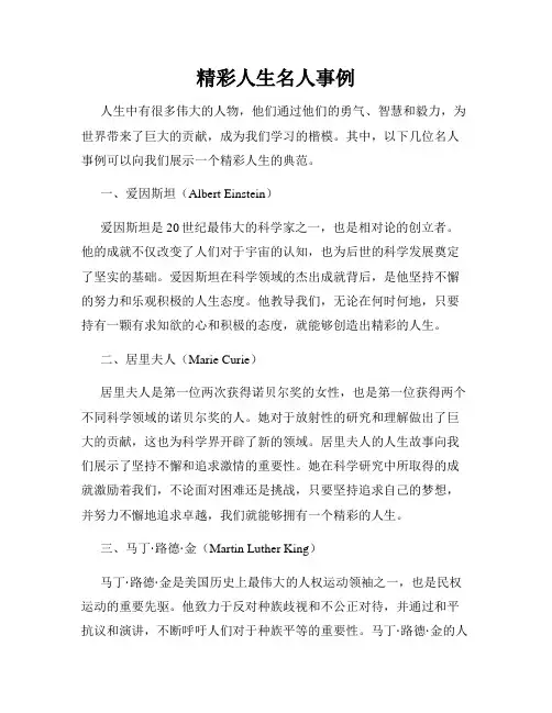 精彩人生名人事例