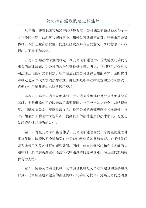 公司法治建设的意见和建议