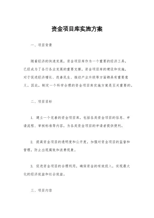 资金项目库实施方案